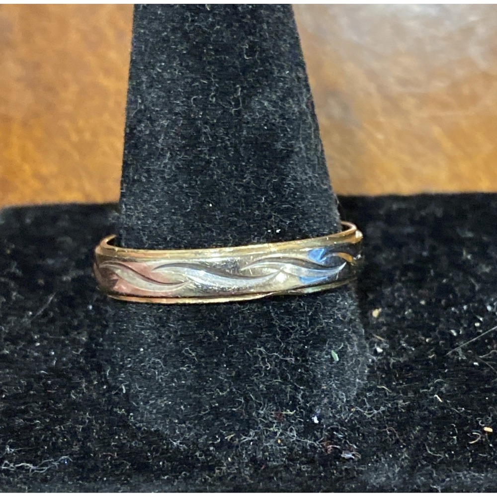 14K Two Tone White & Yellow Solid Gold Men's Wedding Band 4mm ~ 3 Grams